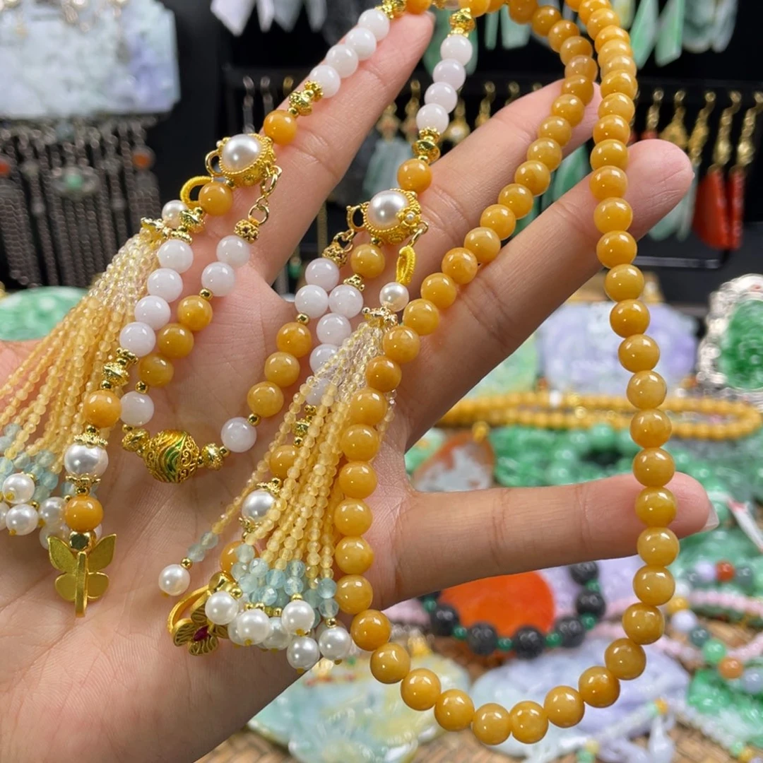 翡翠未镶嵌颈饰代编织