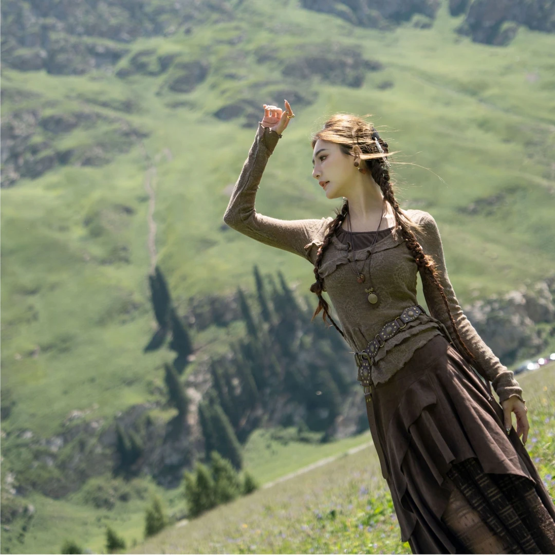 COCO BECCI【夏塔风情】浪漫时尚气质显瘦针织衫+半裙CFXYC154051