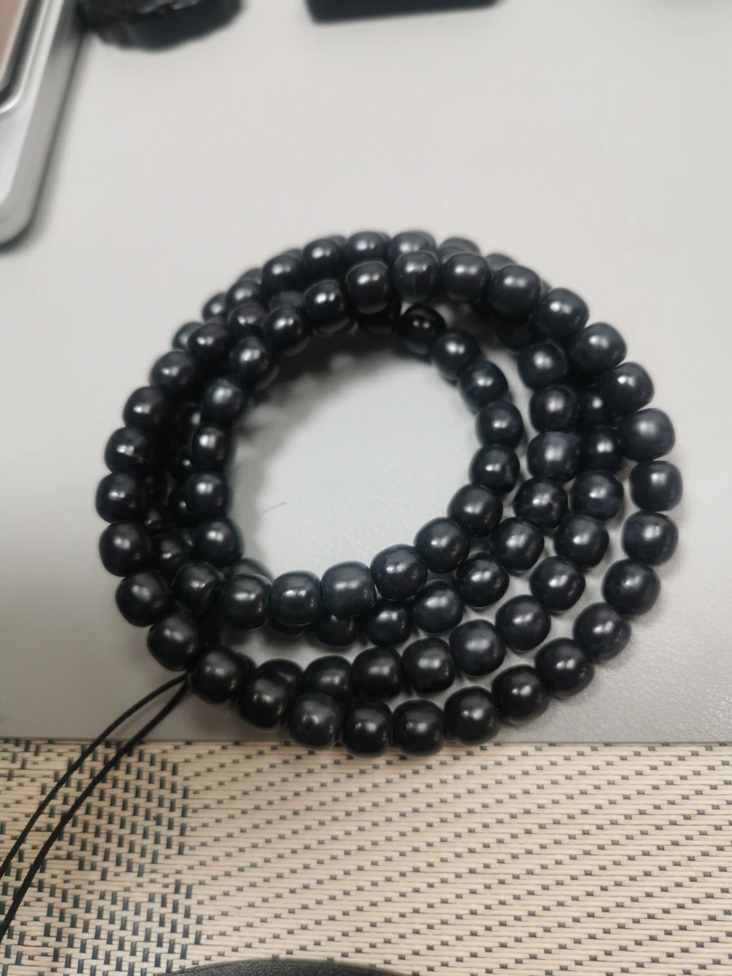 新疆和田玉墨玉卡8项链老型聚墨青花