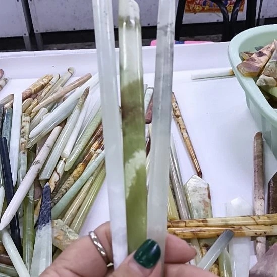 蛇纹石玉合金蛇纹石岫玉发簪子
