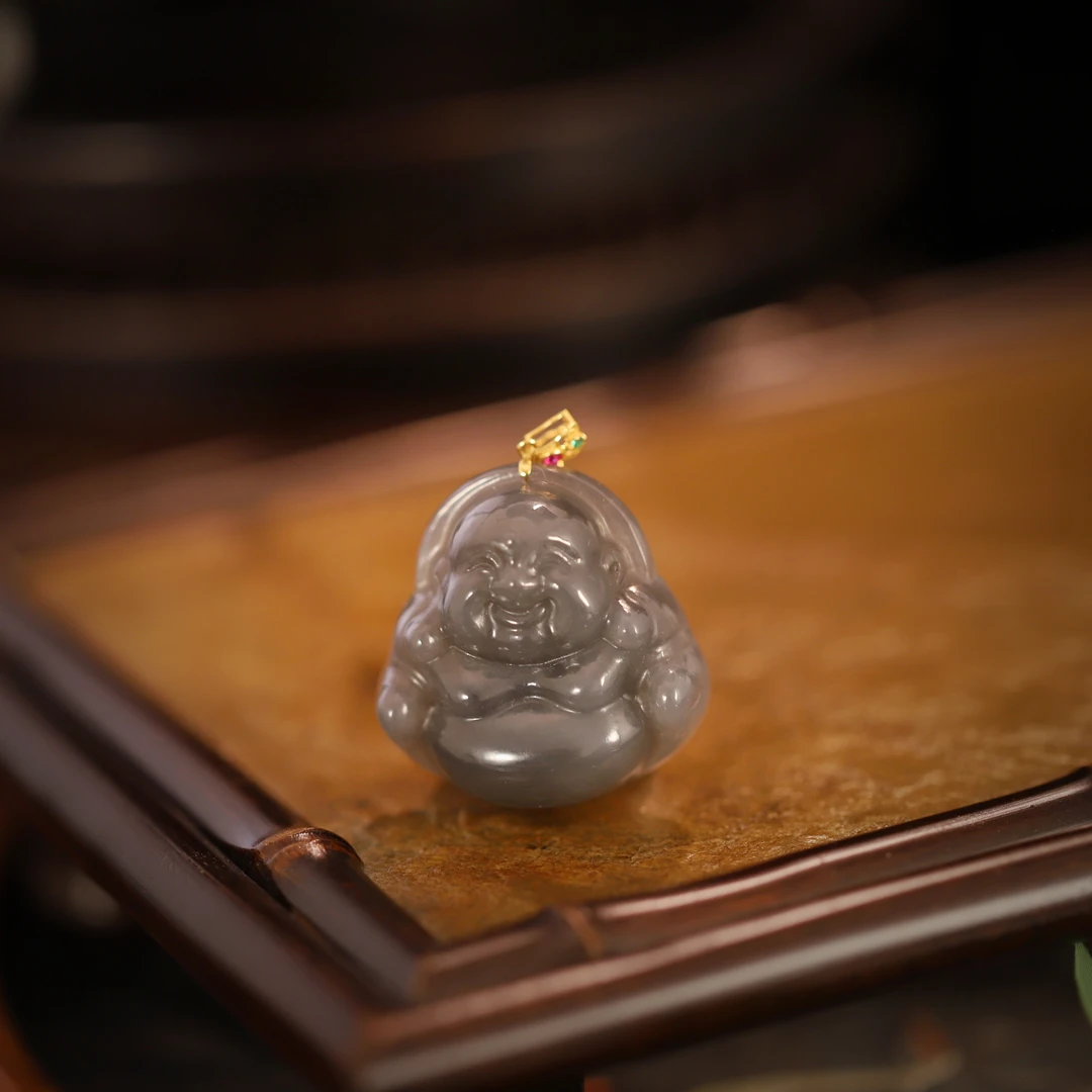 和田玉烟紫佛公吊坠 H18627