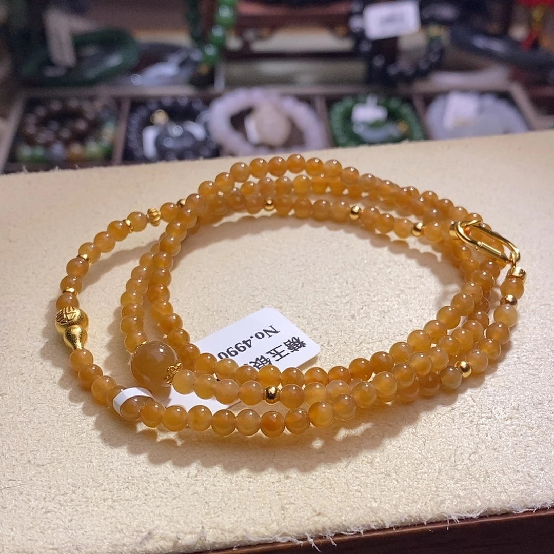 颈饰未镶嵌和田玉且末糖银镶项链3.4MM