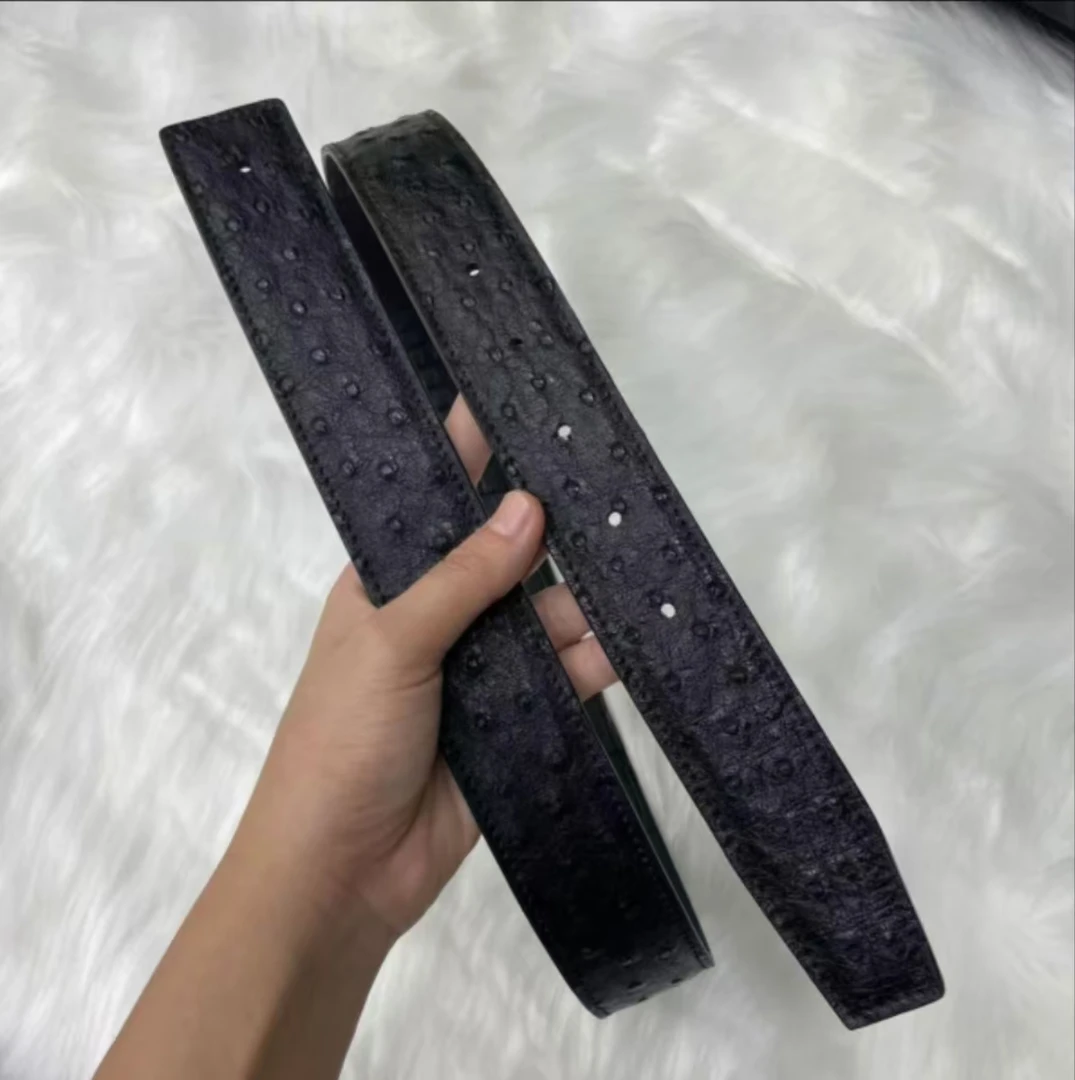 3.8宽 鸵鸟雾面肚皮男士双面时尚腰带