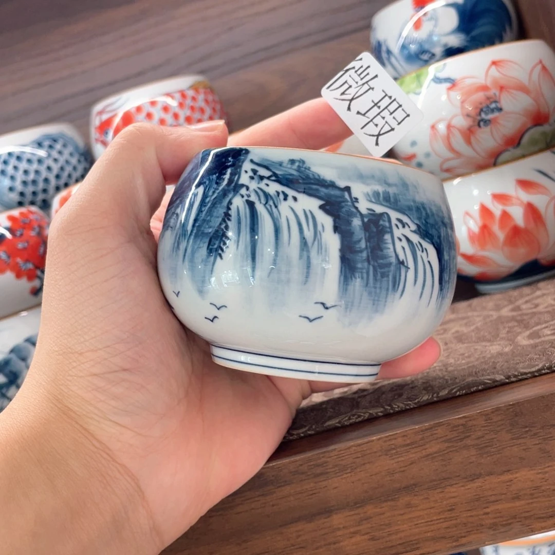 釉下手绘茶具微瑕