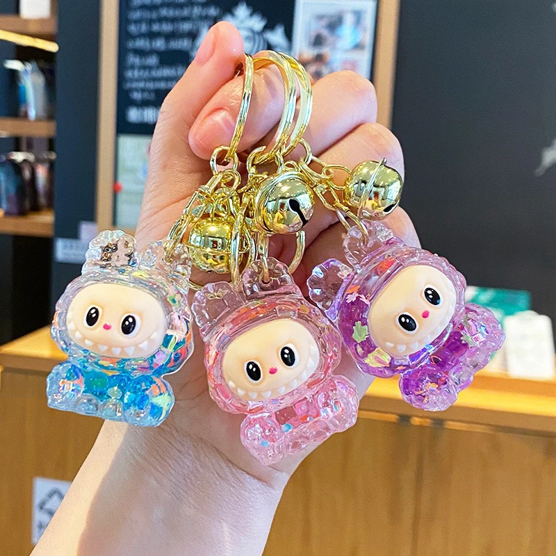 2025新款入油玩偶流沙瓶钥匙扣创意卡通公仔包包精致挂件钥匙链