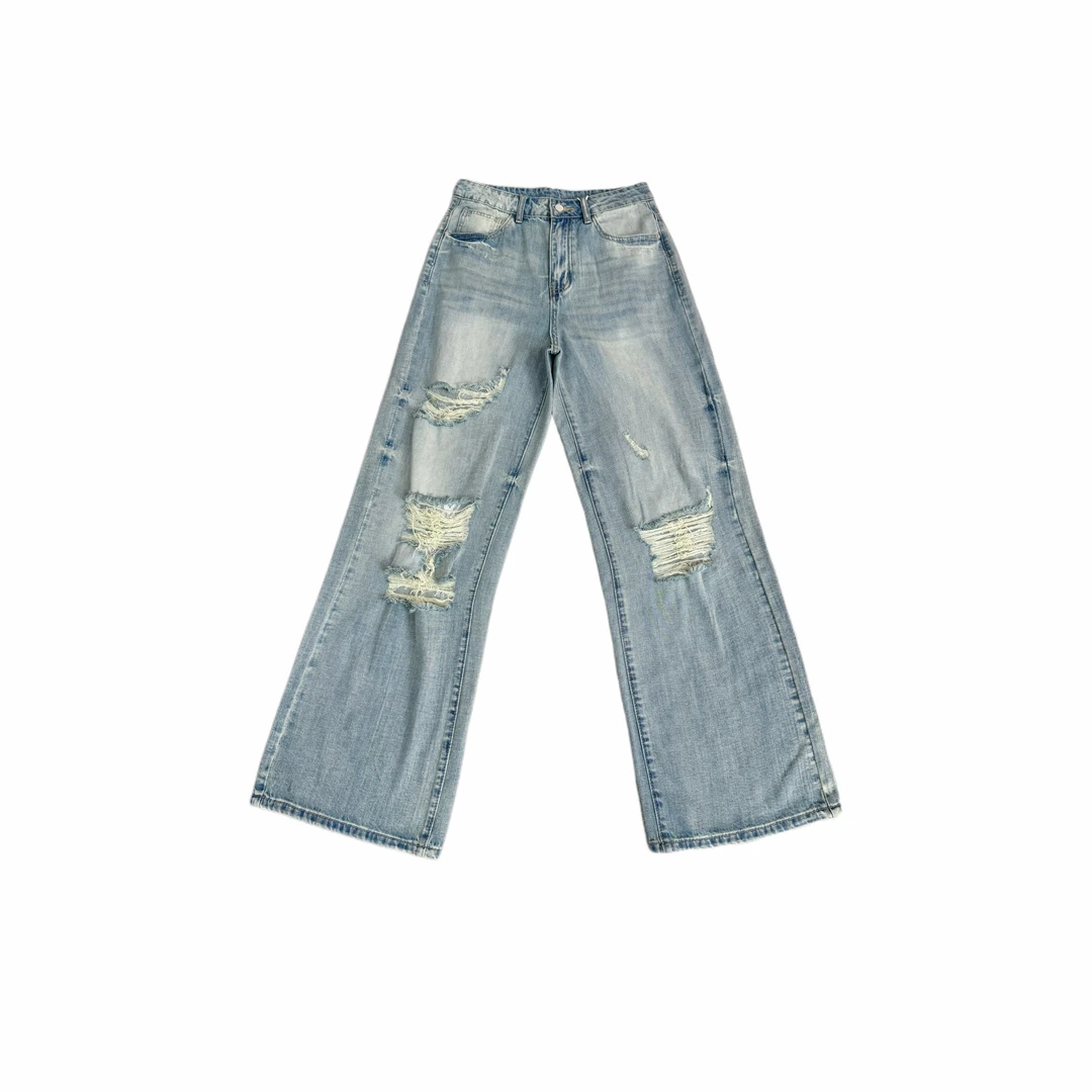 VANDERXIU  蕾丝破洞牛仔裤