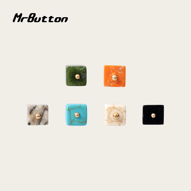 MR BUTTON  天然松石玉石中式汉服旗袍唐装衬衣开衫扣子方形纽扣