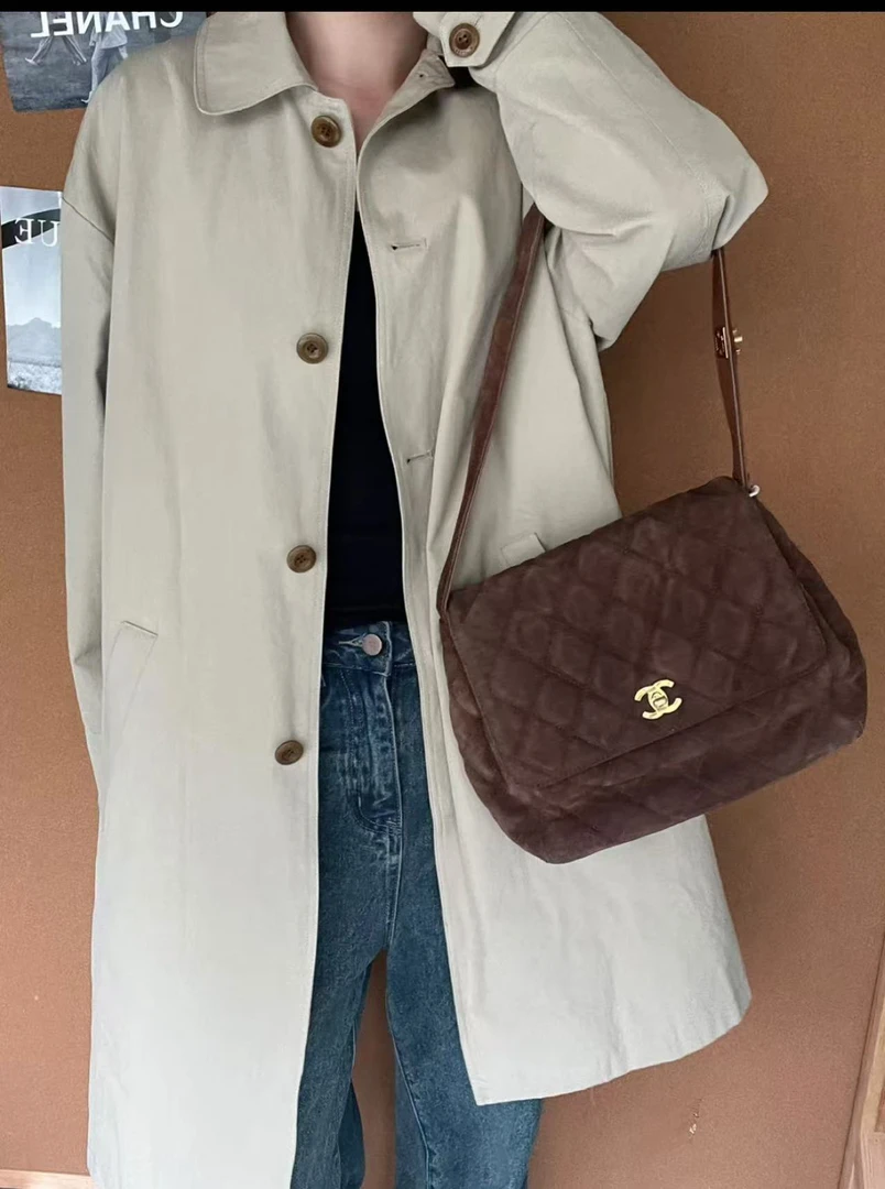95新 Chanel/香奈儿 8655 Chanel 黑银外缝线菱格hobo包 有卡21开