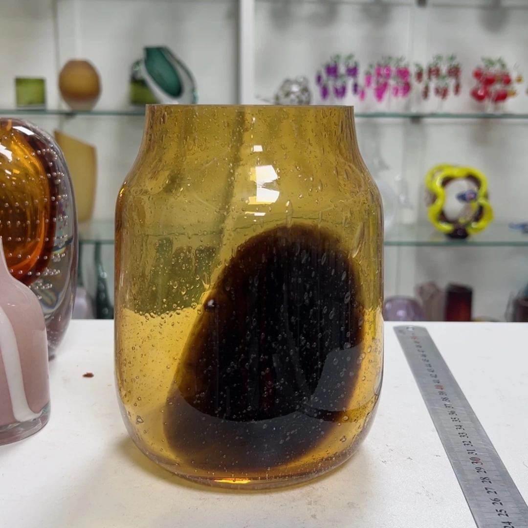 幻彩琉璃花器纯手工制作高度 18 微瑕