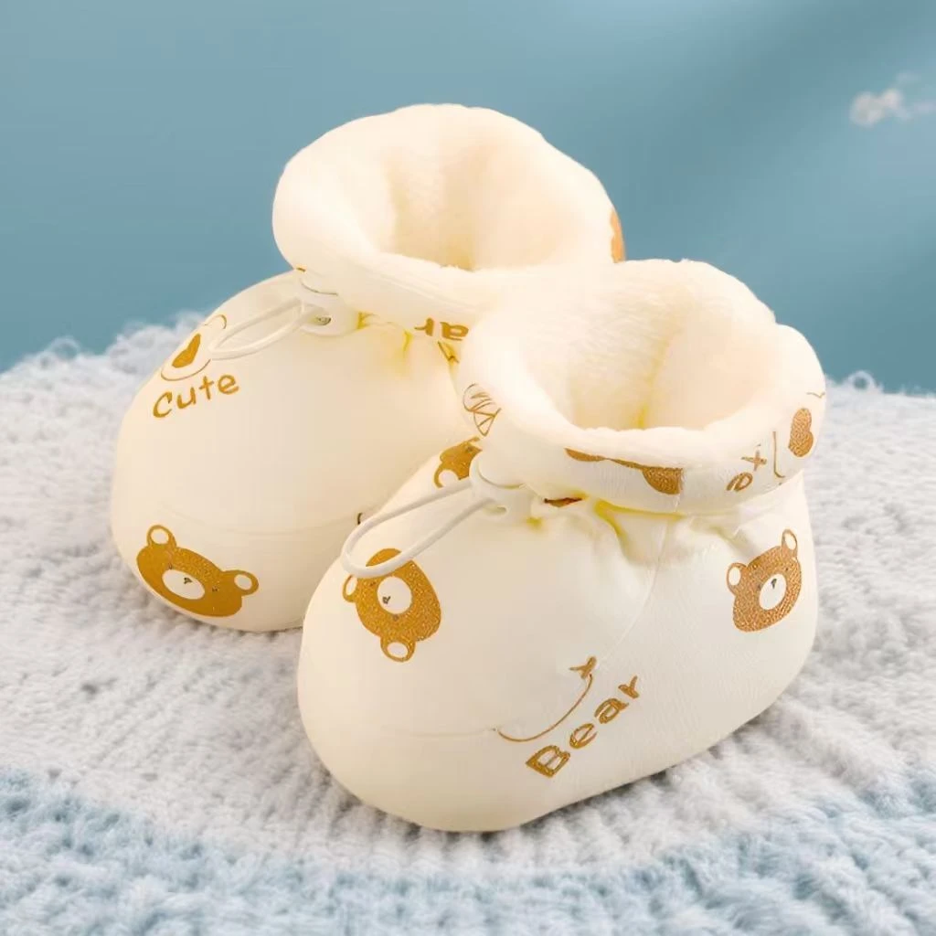 婴儿冬季加绒步前鞋男女宝宝马蹄鞋子脚套不掉0-12月新款棉鞋保暖
