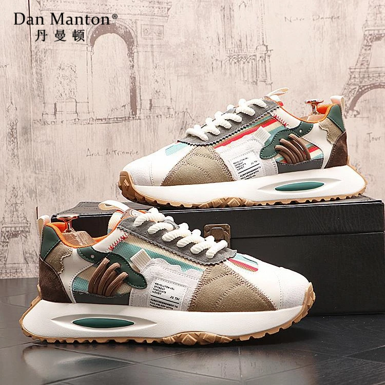 阿甘男鞋子夏季新款增高休闲鞋英伦风拼色运动鞋透气帆布鞋老爹鞋