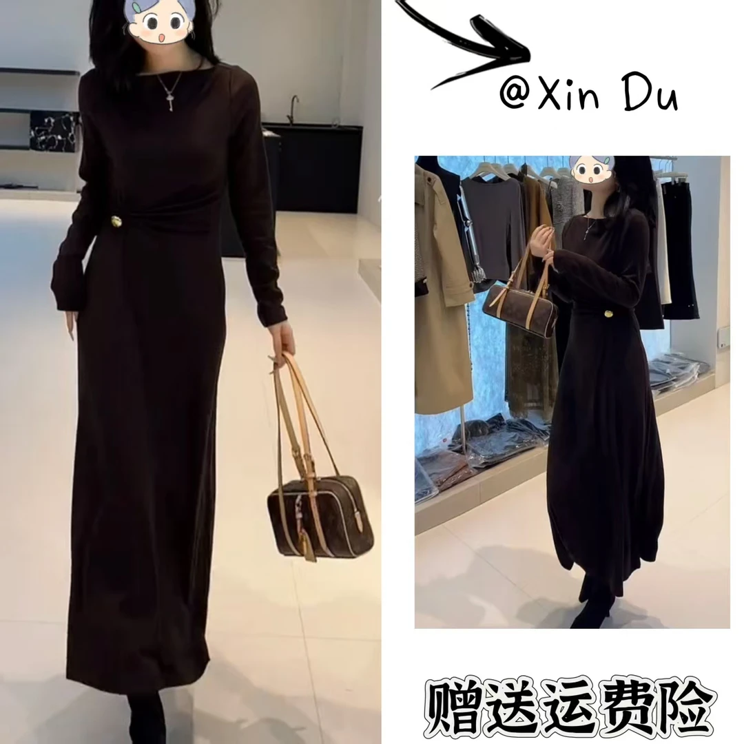 2025秋季新款时尚显瘦气质女士网红洋气连衣裙百搭款D23456