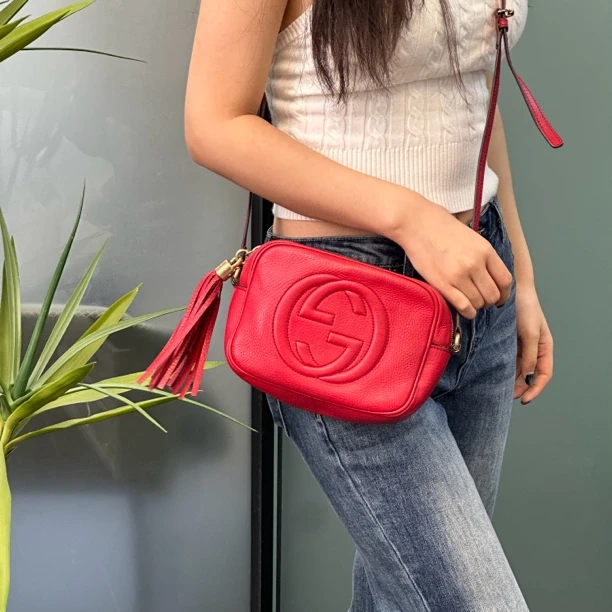95新 GUCCI/古驰 Gucci古驰soho系列流苏相机包