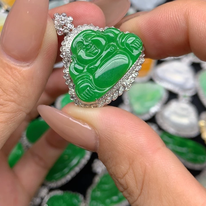 翡翠18K金镶嵌吊坠(不含链)