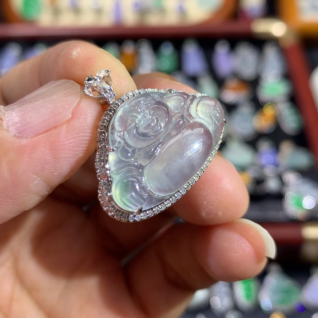 翡翠18K金镶嵌吊坠(不含链)