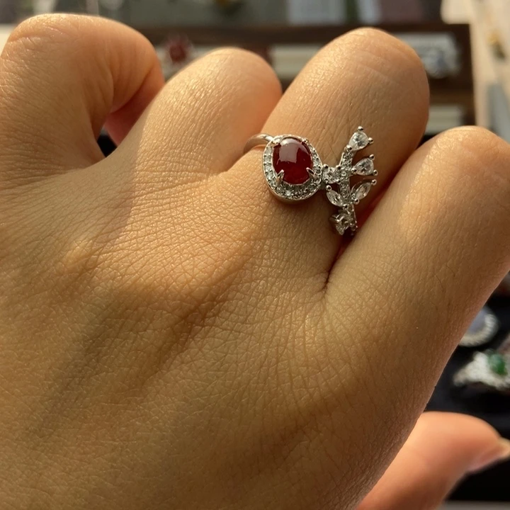 翡翠戒指银S925镶嵌戒指