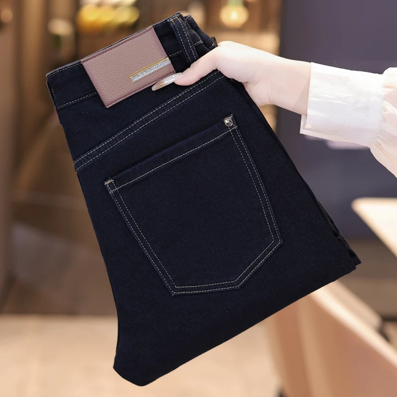 【高端羊毛】牛仔裤男款2025秋冬新款高腰九分裤含羊毛弹力直筒裤子