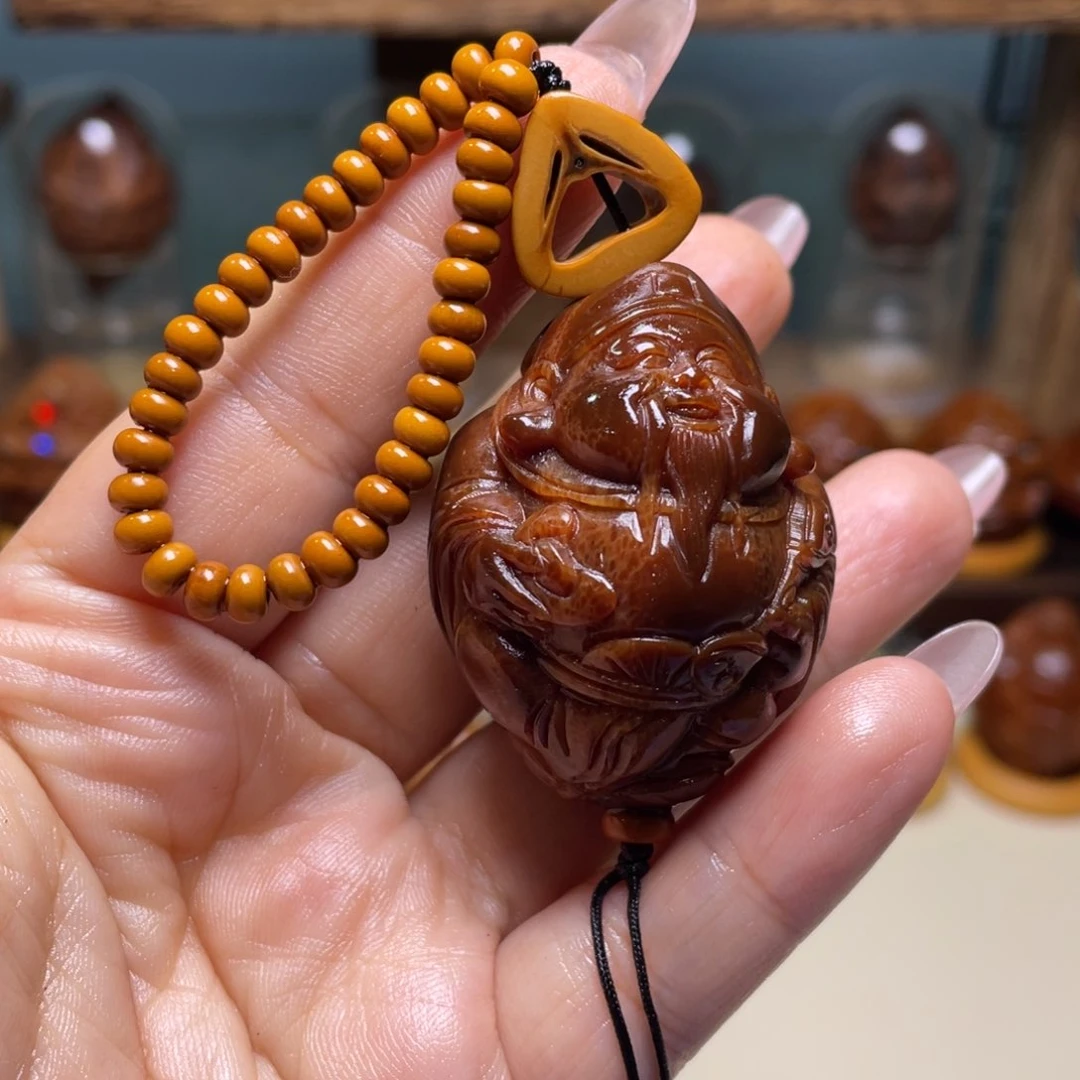 佛螺菩提吊坠玉华财神富贵脸链子一套