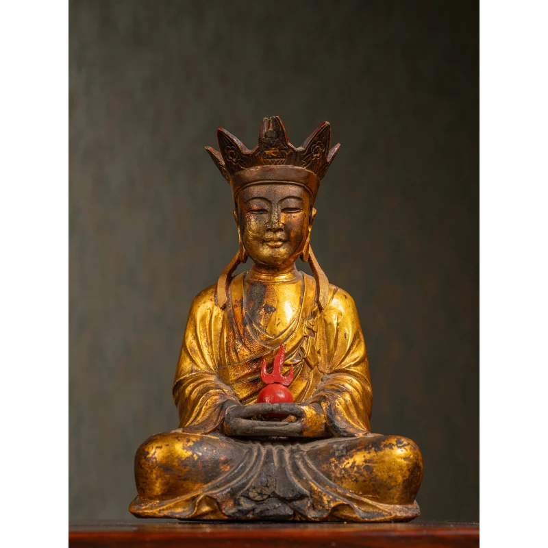 清木胎金漆地藏王菩萨像古董收藏