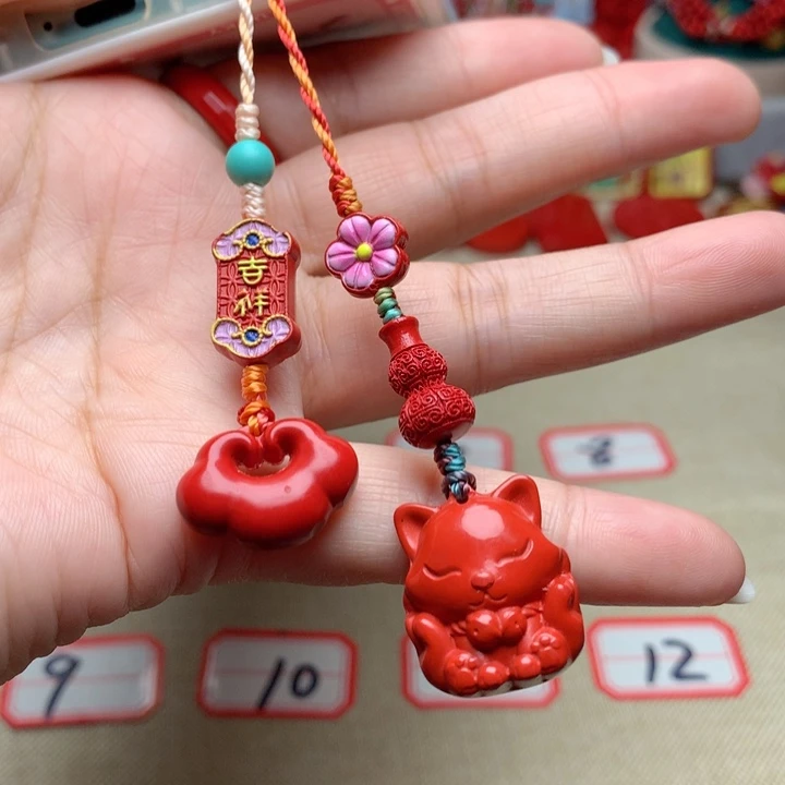 天然辰砂工艺品朱砂手机坠
