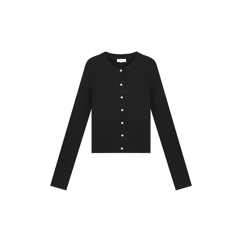 【Q】圆领长袖内搭开衫针织衫女2025新款韩系百搭上衣H30017