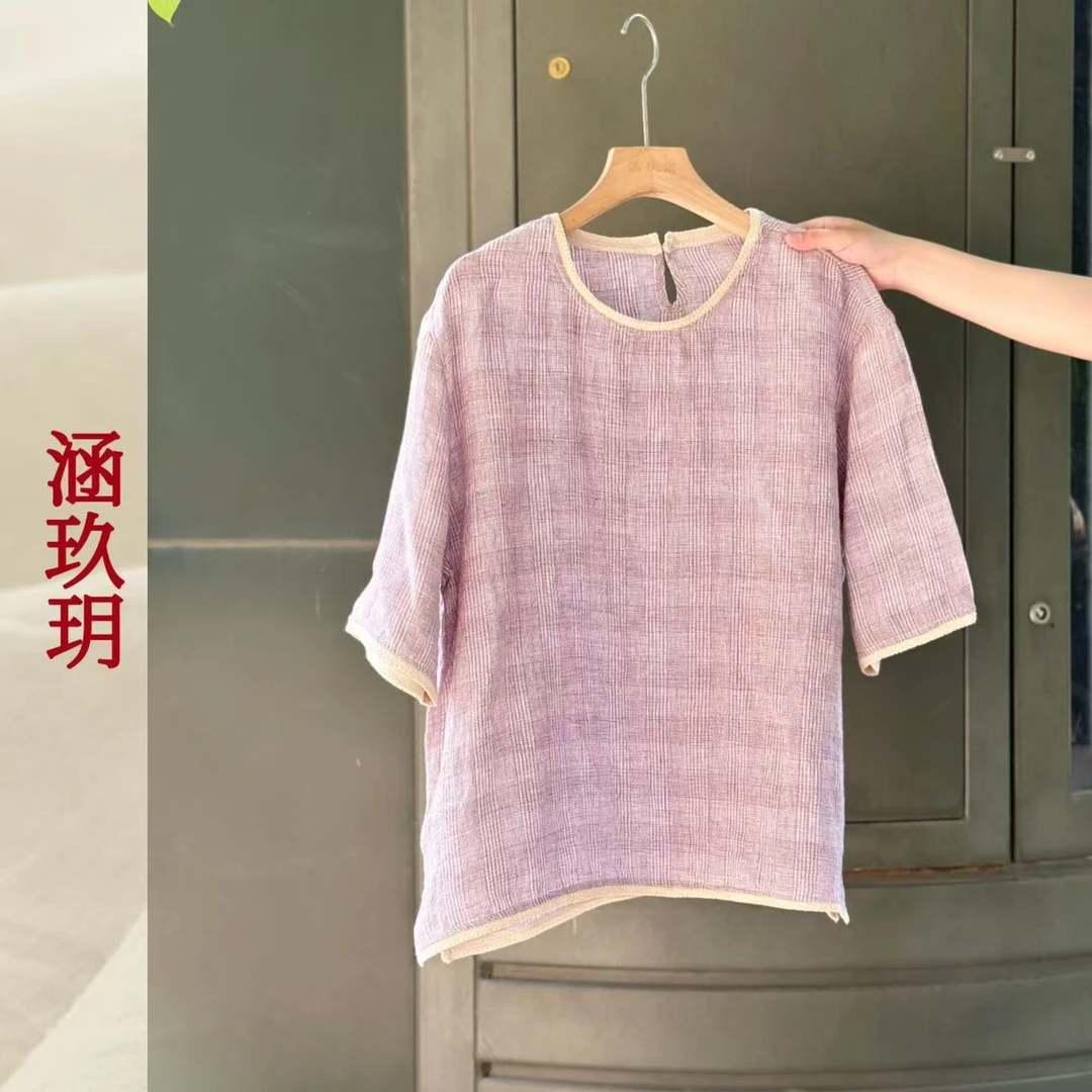 涵玖玥▪100%黄金纱雨露麻【星落成糖】横竖色织套衫轻薄上衣梵-2006