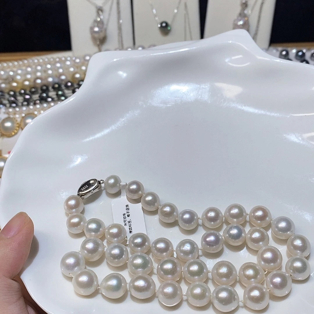 颈饰银S925镶嵌淡水珍珠9-10