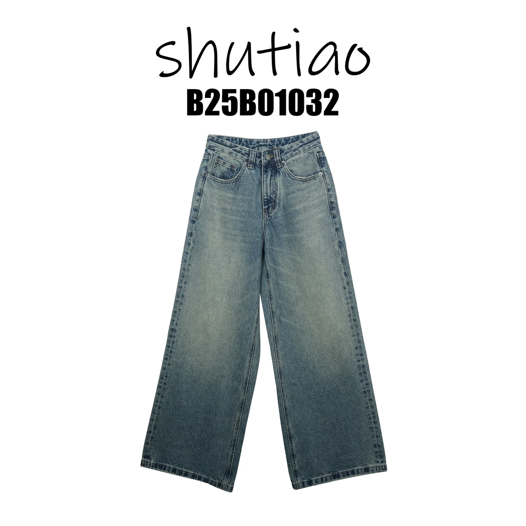 【SHUTIAO】2025夏季：新款小众设计款牛仔裤B25B01032