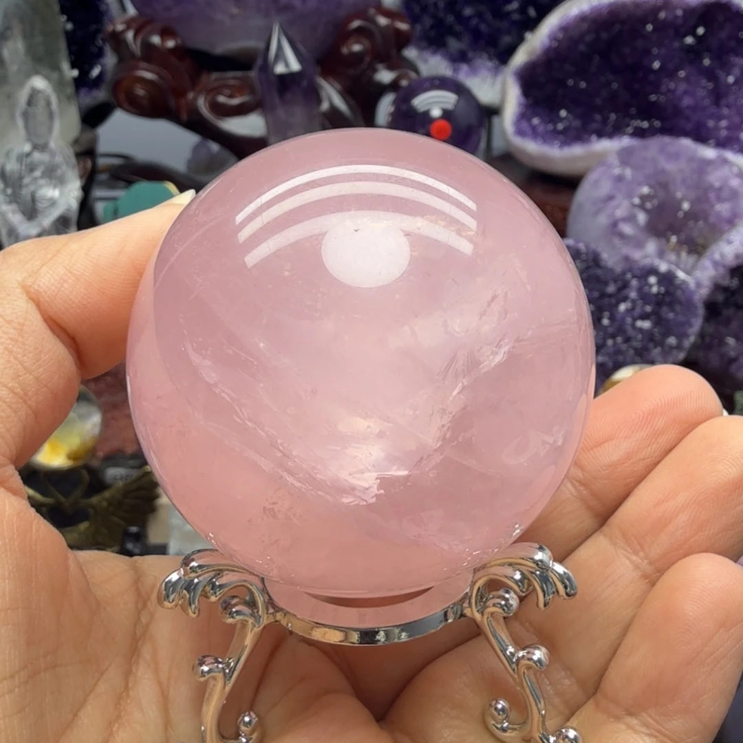 摆件水晶未镶嵌粉水晶球