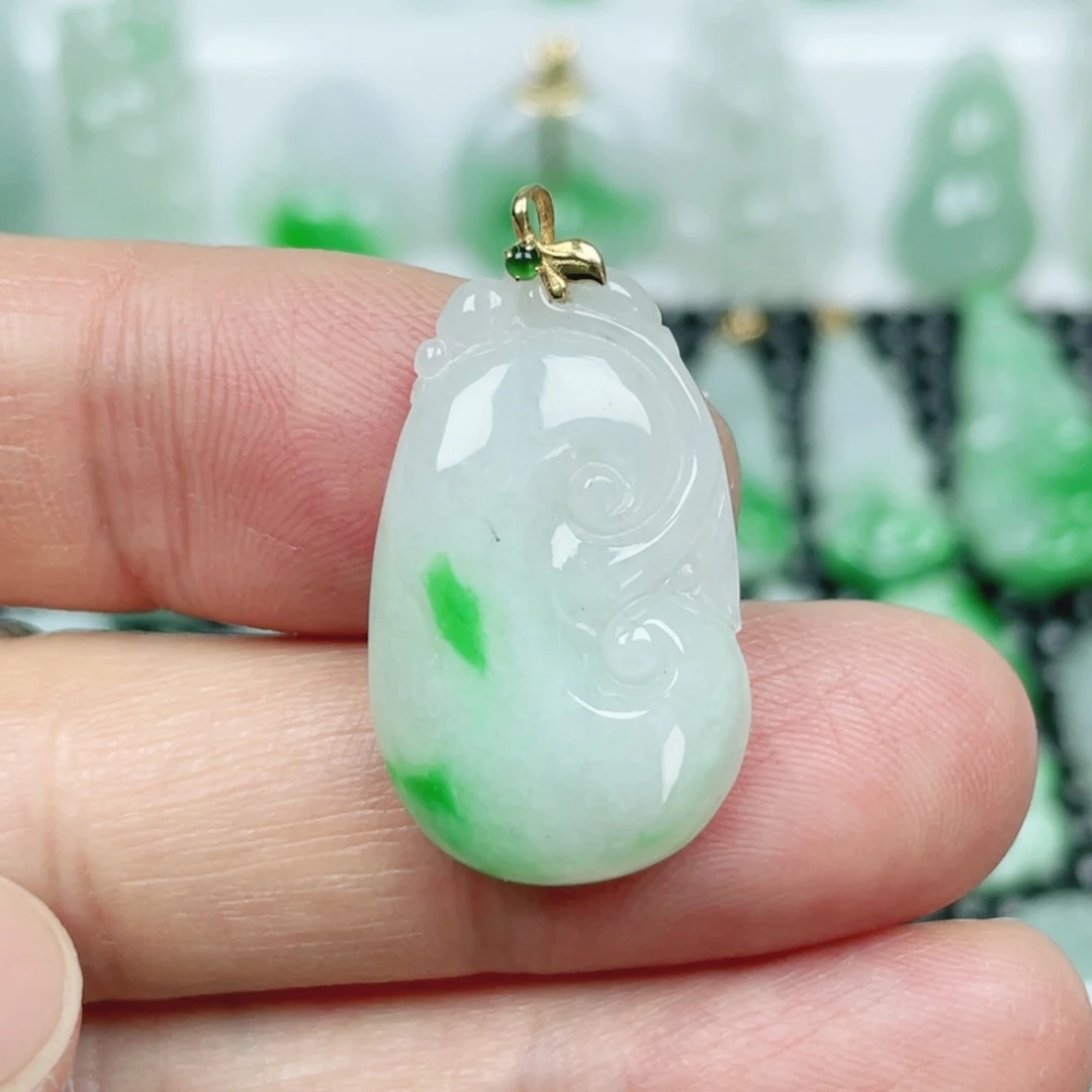 翡翠18K金镶嵌吊坠(不含链)