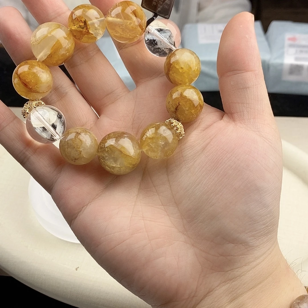 水晶手链银S925镀金镶嵌