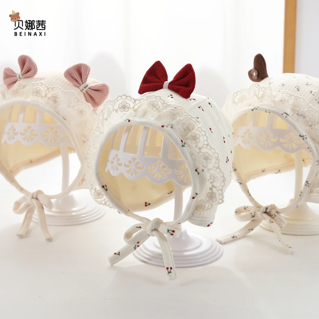 Beinaqian/贝娜茜婴儿帽子春秋宝宝女洋气护耳帽婴幼儿胎帽囟门帽