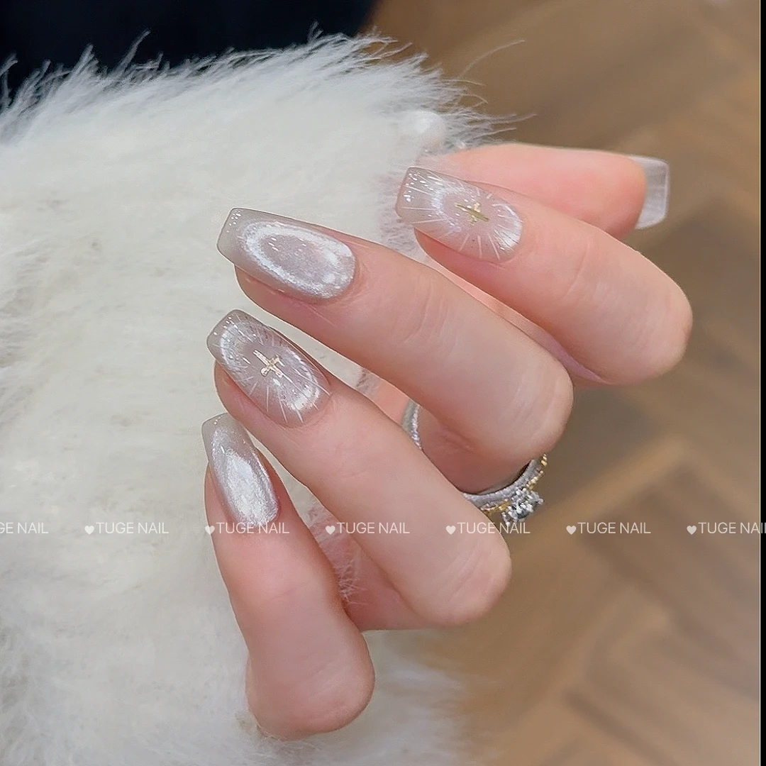 TugeNail “神谕圣光” 手绘光束猫眼晕染设计师显白美甲TGY111