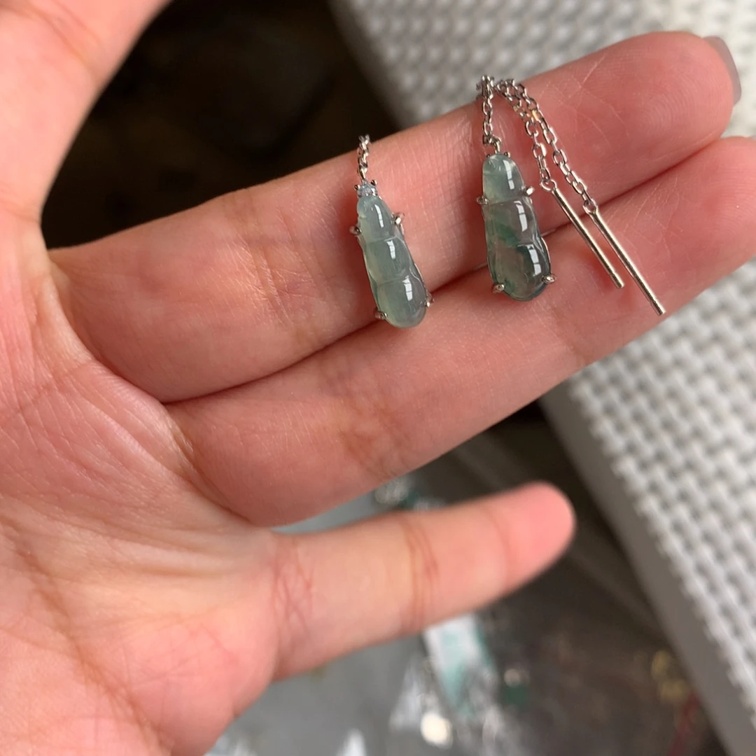 翡翠银S925镶嵌颈饰耳钉