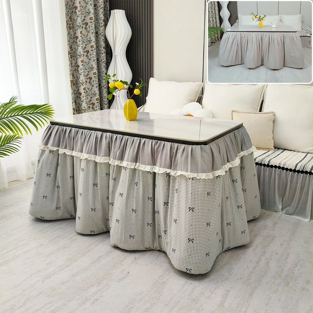 拉链滑轨烤火罩可拆洗加厚烤火被电暖茶几桌布侧挂式电炉罩套