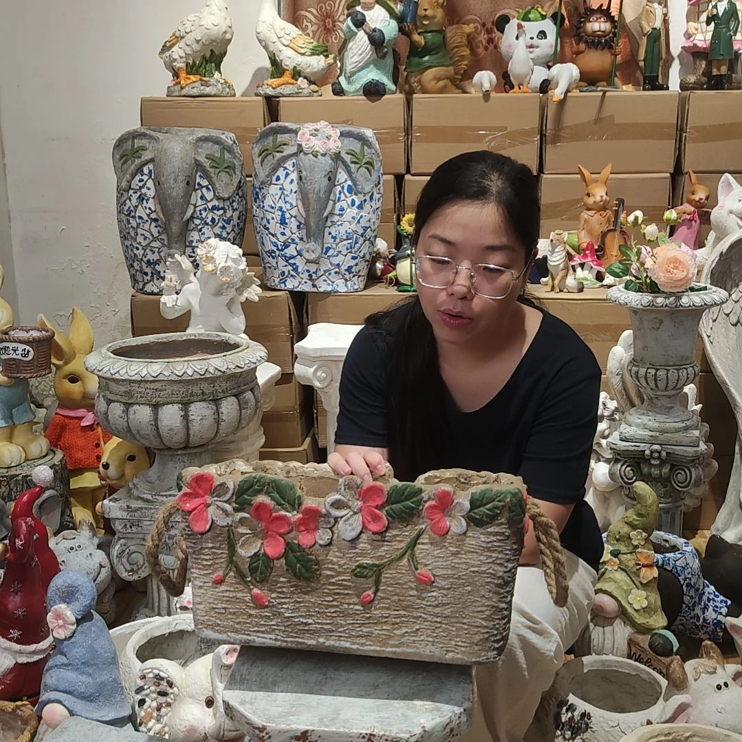 合成树脂氧化镁复古长方形花缸