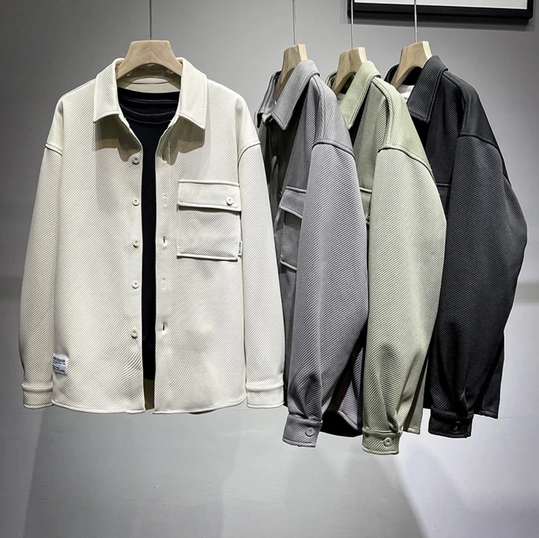 【斜纹衬衫】春新男翻领外套时尚工装休闲口袋休闲外套3122