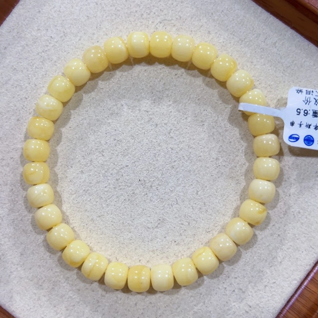 奔***牛手链蜜蜡未镶嵌7m浓蜡奶白