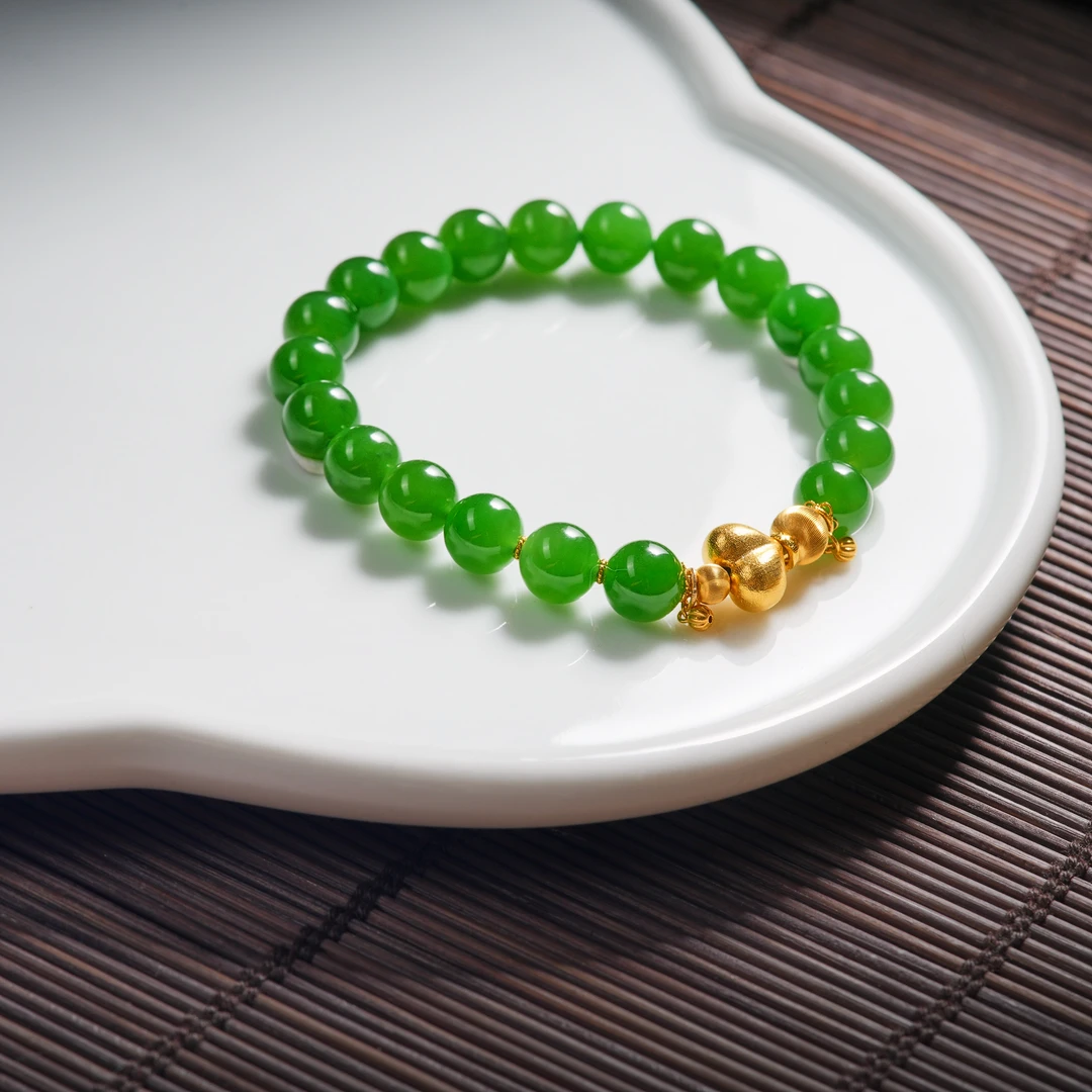 『博姐臻选』·玉岚丨和田玉老辣色18K金典藏级手串*S6373