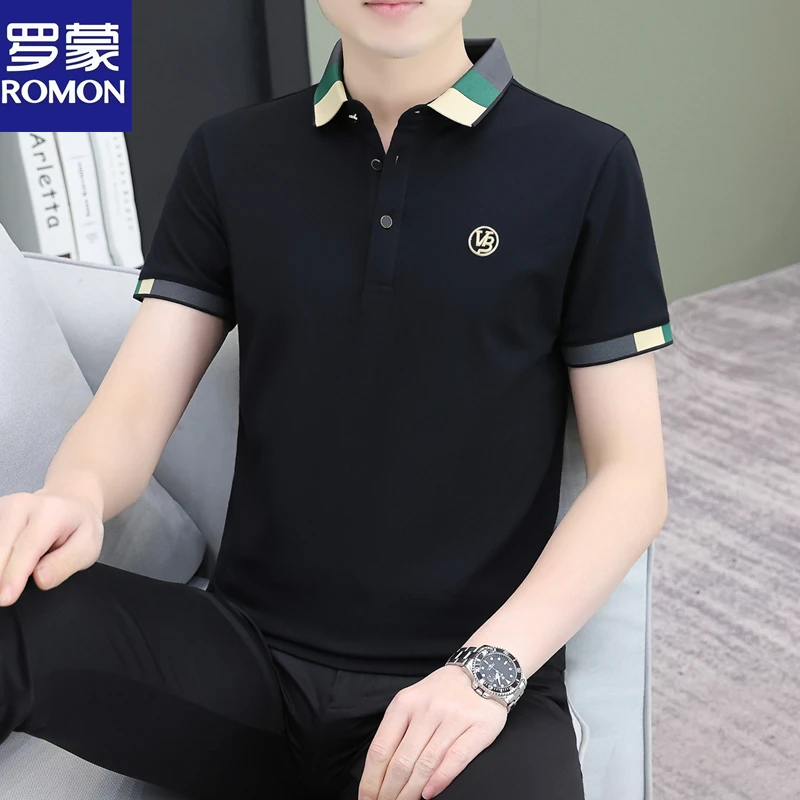罗蒙夏季新款短袖POLO衫休闲舒适薄时尚户外运动健身翻领短袖T恤
