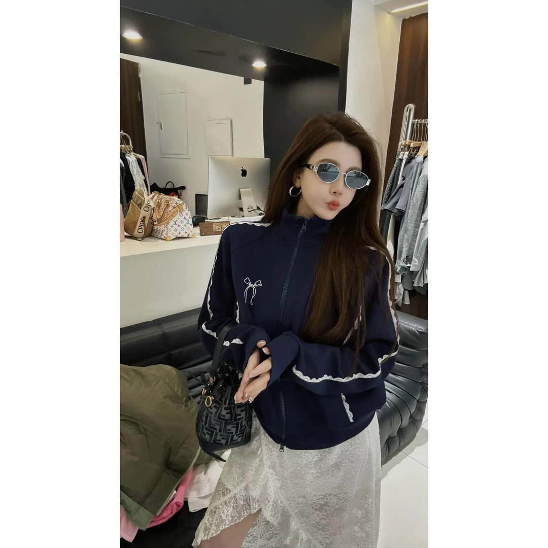 YEER·SHOP【韩系蝴蝶୨୧】爷儿春季新款韩系蝴蝶结蕾丝卫衣外套