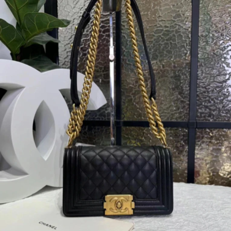 99新 Chanel/香奈儿 Chanel黑金小号Leboy单肩包