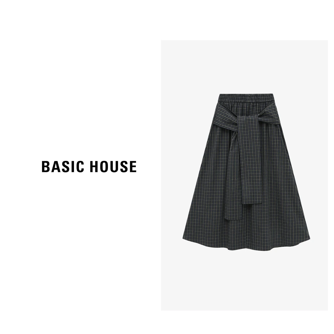 Basic House/百家好时尚休闲女士百搭秋夏格子半裙-B0625B5HHW2