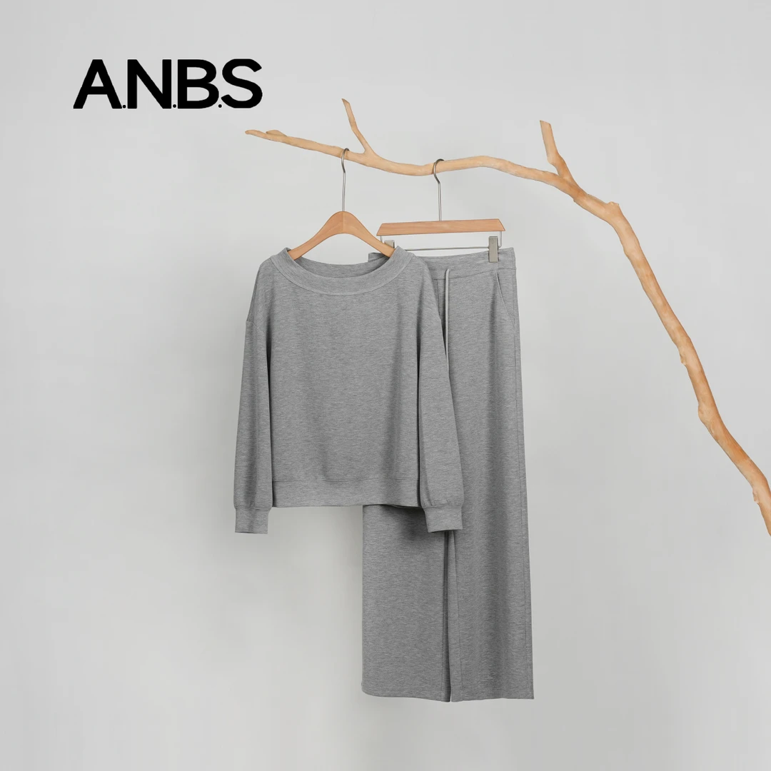 安娜本色短款秋季网红黑色高腰宽松显瘦气质阔腿休闲时尚套装006