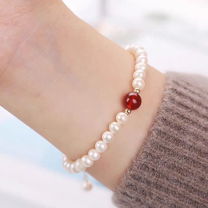 铜合金手链 青黛爆款手链女ins设计2024百搭新款珍珠手串闺蜜情侣