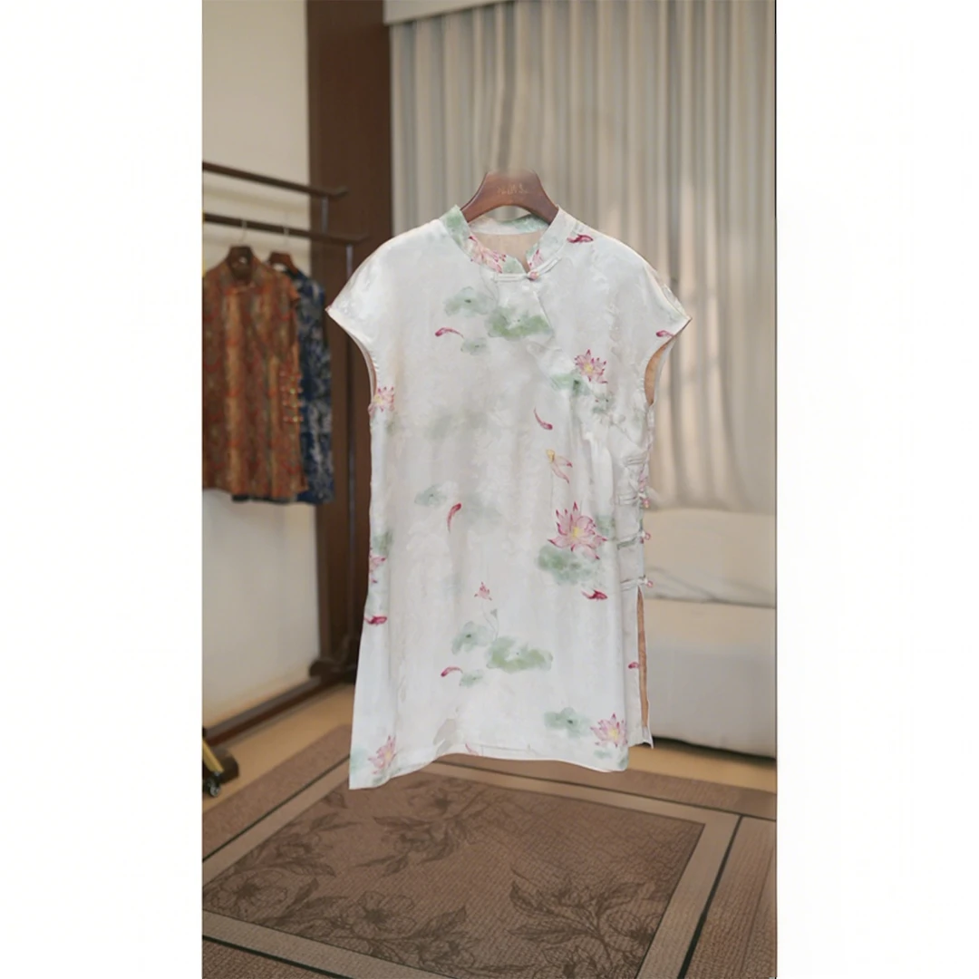 【荷鲤】新中式国风改良斜襟奥黛女夏小个子年轻款高级感上衣女