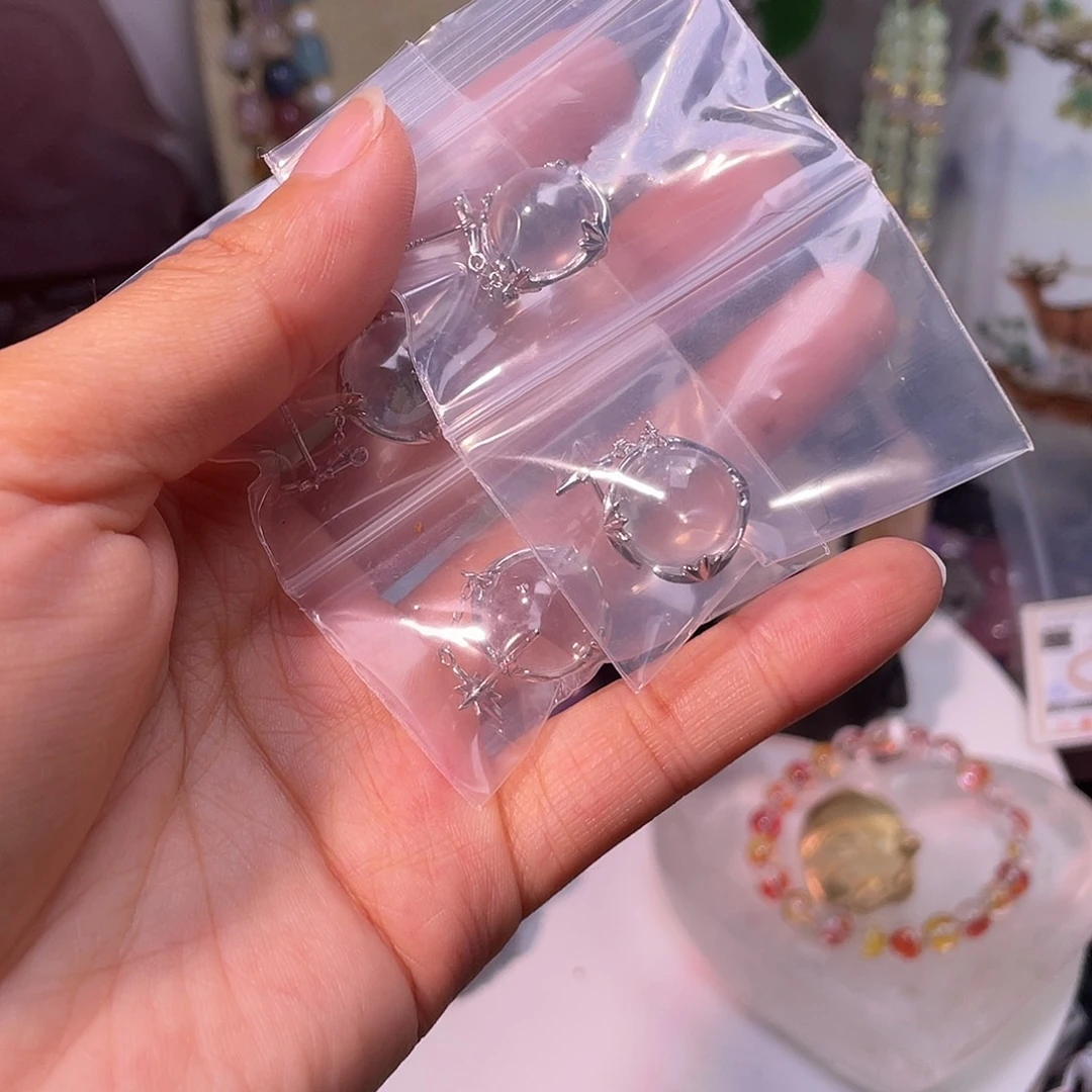 岸***懵未镶嵌珠宝半成品水晶677（两对