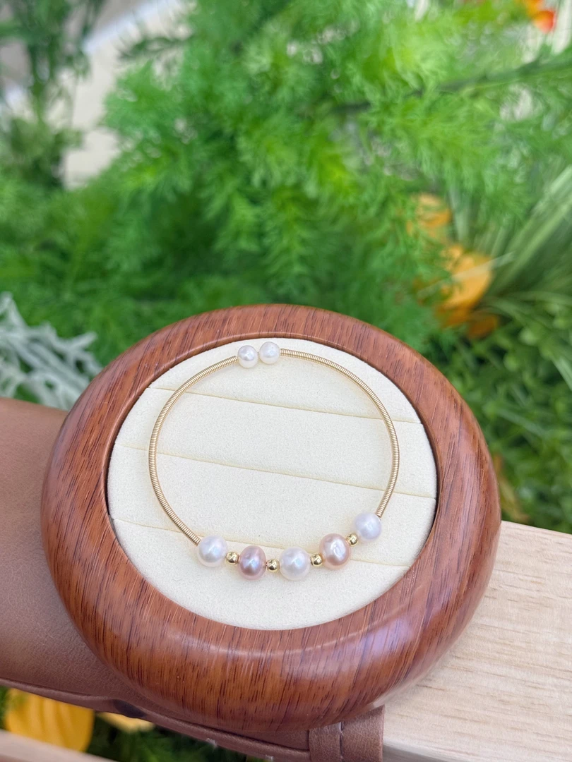 【晓艾珍珠】珍珠手镯 5-7mm合金X834