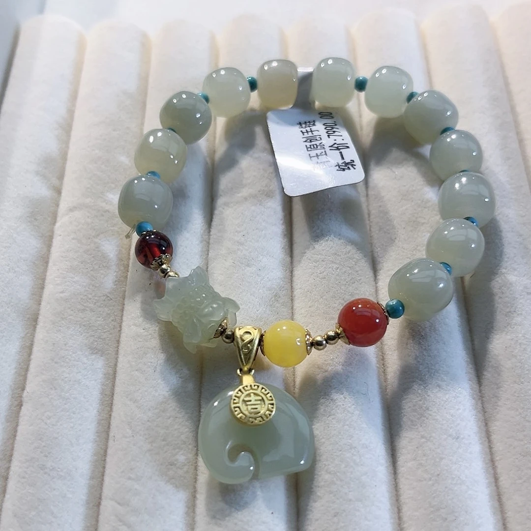 玛瑙/玉髓合金珠宝半成品青海玉老型一条