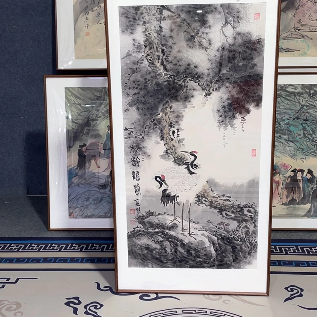 天***！国画手绘画作品带框